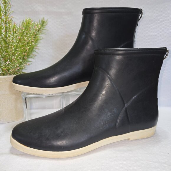 ALICE AND WHITTLES LEGACY MINIMALIST LOW CUT BLACK AND WHITE RAINBOOT 9 WOMENS - Picture 4 of 8